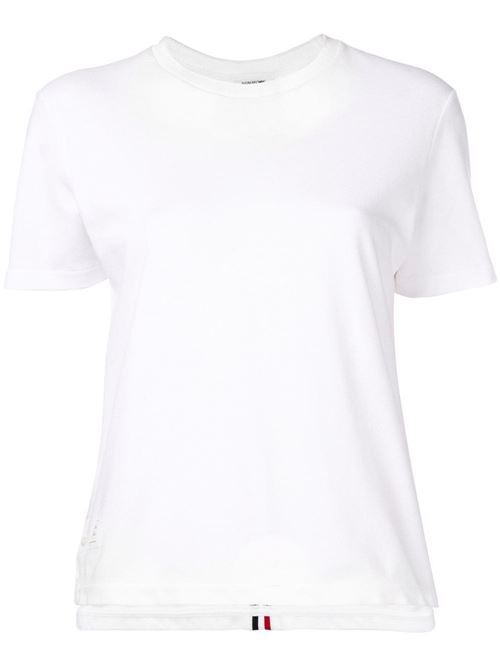 T-shirt bianca a righe Thom Browne | FJS013A00050100